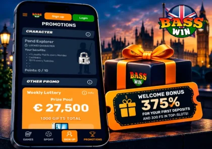 Basswin bonus page with gift box and clean promo code ticket.